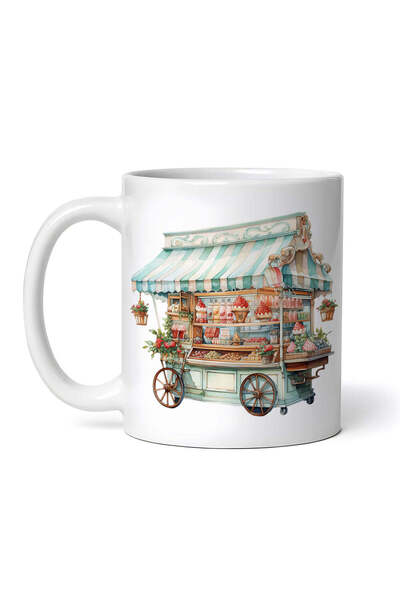 OEM Cană albă personalizată, Cărucior cu bomboane, INOVATIX®. 330ml