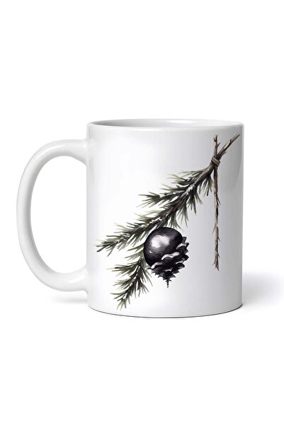 OEM Cană albă personalizată, creangă de brad cu glob negru, Inovatix®. 330 ml