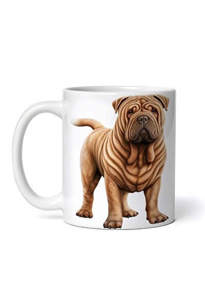 OEM Cană albă personalizată, câine Shar Pei în picioare, INOVATIX®. 330ml