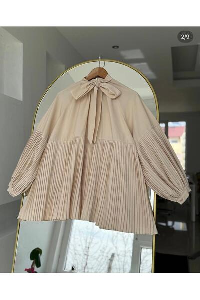 cies boutique boyundan bağlamalı piliseli gömlek