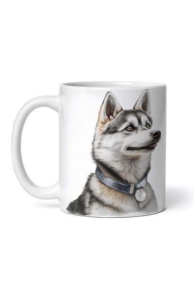 OEM Cană albă personalizată, câine rasa Husky, INOVATIX®. 330ml