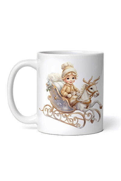 OEM Cană albă personalizată, Copil în sanie de Crăciun, INOVATIX®. 330ml