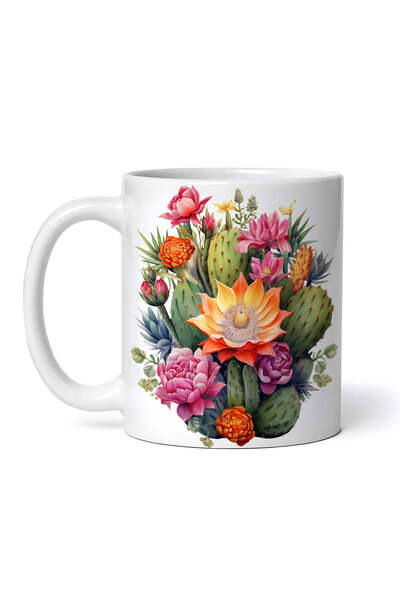 OEM Cană albă personalizată, cactuși Liriel înfloriți, INOVATIX®. 330ml