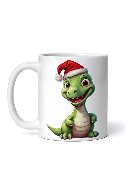 OEM Cană albă personalizată, Crăciun cu dinozaur și dragon verde, Inovatix®. ...