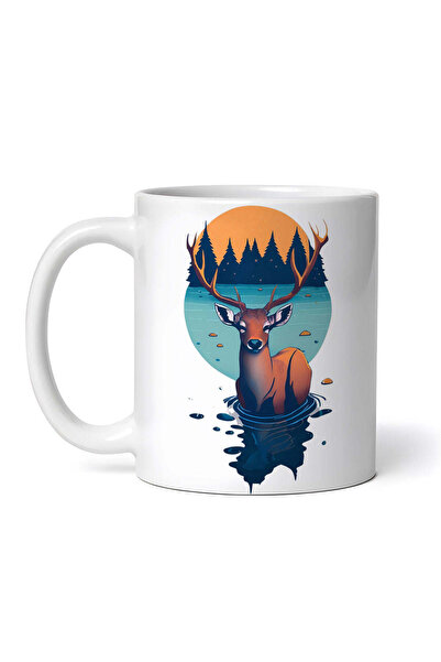 OEM Cană albă personalizată, cerb în apă, Inovatix®. 330 ml