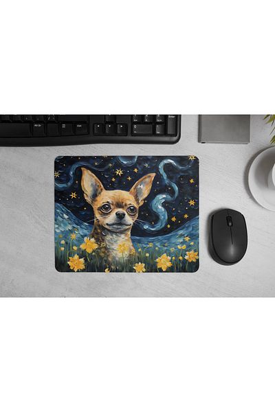 MS Major Selection Chihuahua Mouse Pad – Starry Night Design (17.5X21.5 Cm, Non-Slip Base)