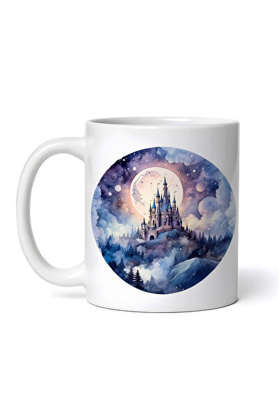 OEM Cană albă personalizată, Castel în pădurea întunecată, Inovatix®. 330 ml