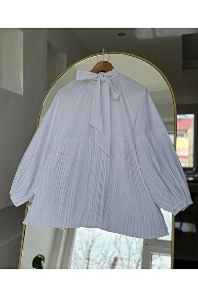 cies boutique Yaka bağlamalı piliseli gömlek