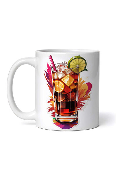 OEM Cană albă personalizată, cocktail Cuba Libre cu gheață, Inovatix®. 330 ml