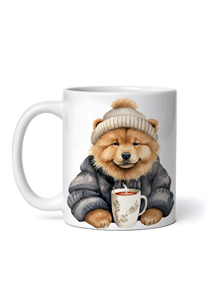 OEM Εξατομικευμένη λευκή κούπα, Chow Chow πίνει καφέ, INOVATIX®. 330ml