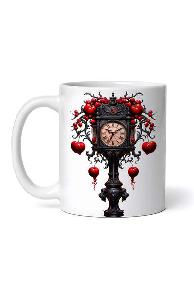 OEM Cană albă personalizată, Ceas stradal vintage negru cu fructe roșii, INOV...