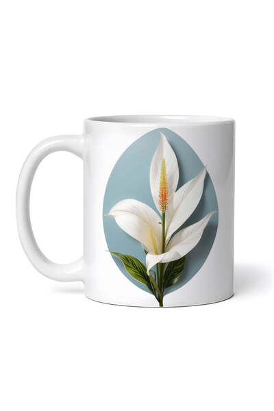 OEM Cană albă personalizată, Crinul Păcii înflorit, Inovatix®. 330 ml