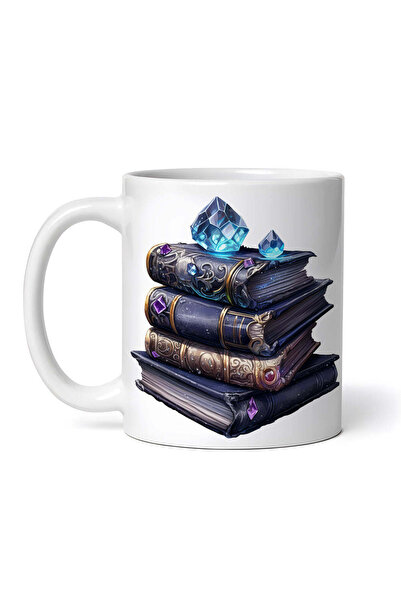 OEM Cană albă personalizată, cărți magice și cristale albastre, INOVATIX®. 330ml