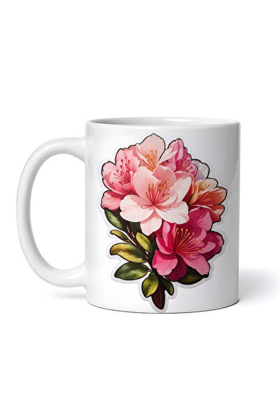 OEM Cană albă personalizată, ramură de azalee înflorite, Inovatix®. 330 ml