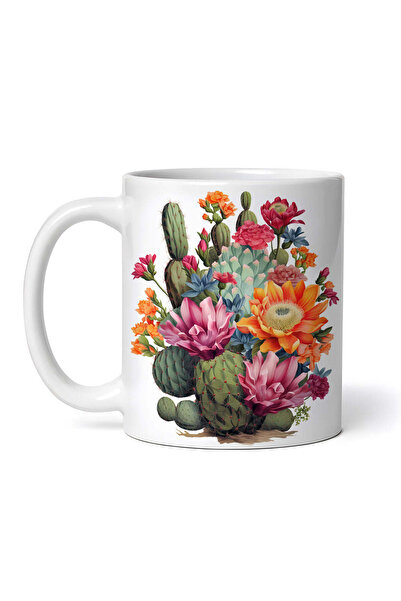OEM Cană albă personalizată, cactuși Isolde înfloriți, INOVATIX®. 330ml