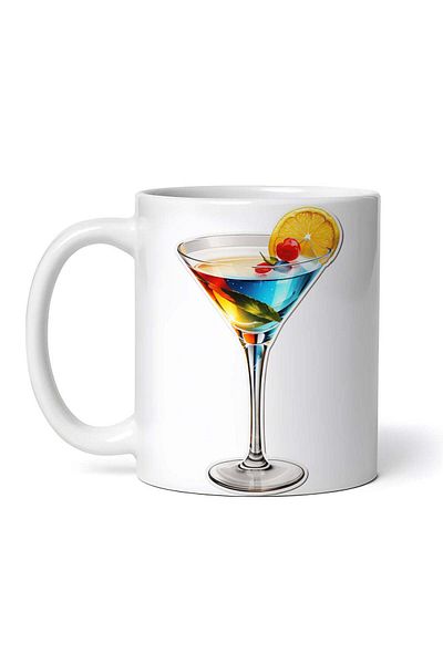 OEM Personalized white mug, Dry martini cocktail with lemon slice, INOVATIX®. 330ml