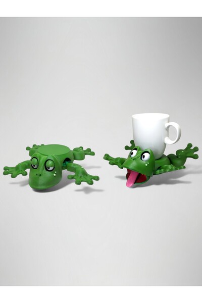 Lades Sevimli Kurbağa Şeklinde 3D Tasarım Bardak Altlığı | Eğlenceli Bardaklık
