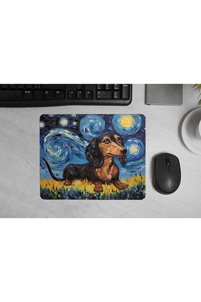 MS Major Selection Dachshund (Sausage Dog) Mouse Pad – Starry Night Design (17.5X21.5 Cm, Non-Slip Base)