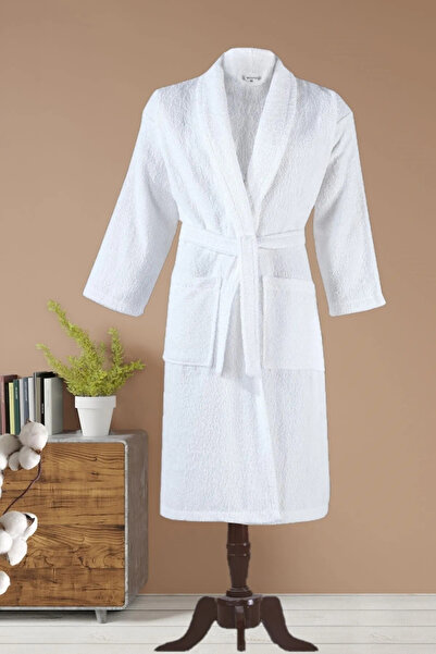ZEYNO HOME TEKSTİL Unisex Bathrobe for Spa & Bath – 100% Cotton White Fabric