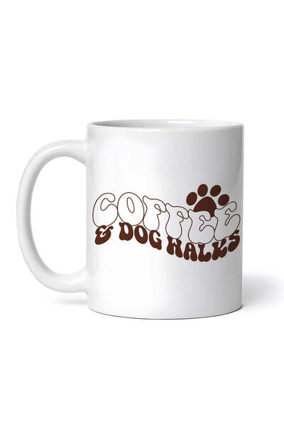 OEM Εξατομικευμένη Λευκή Κούπα, Καφές και Βόλτες με τον Σκύλο, Inovatix®. 330 ml