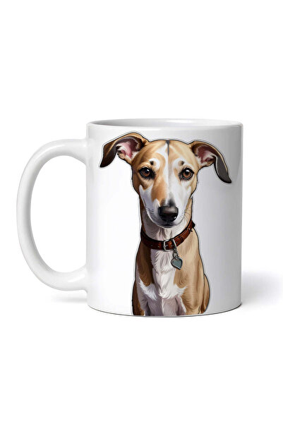 OEM Cană albă personalizată, câine Whippet, cu zgardă și medalion, INOVATIX®....