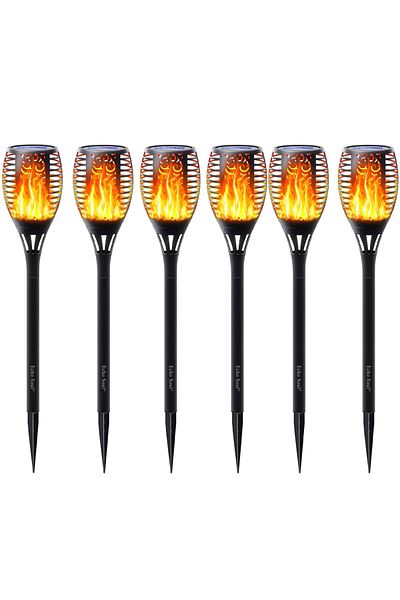 Echo Soul Set de 6 Lampi Solare pentru Exterior Echo Soul®, Rezistente la Intemperii, Design cu Flacara