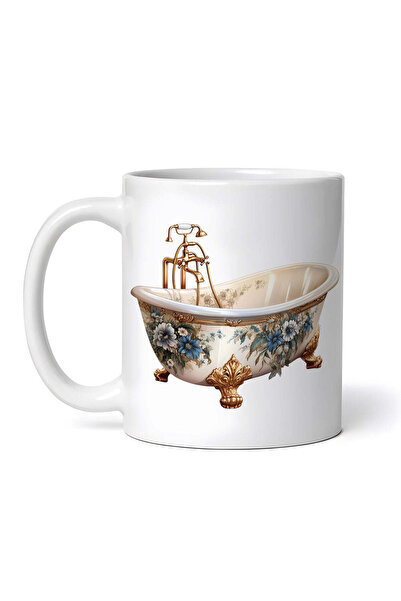 OEM Cană albă personalizată, cadă vintage albă cu flori, INOVATIX®. 330ml