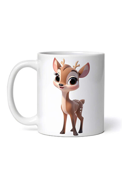 OEM Cană albă personalizată, cerb cu coarne, INOVATIX®. 330ml