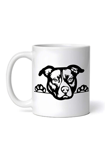 OEM Cană albă personalizată, câine Pit Bull furios, INOVATIX®. 330ml