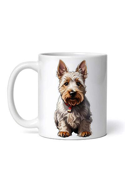 OEM Cană albă personalizată, câine scoțian terrier cu medalion, INOVATIX®. 330ml