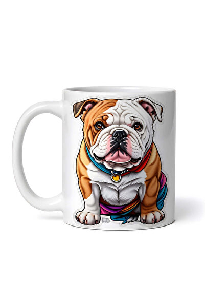 OEM Cană albă personalizată, câine buldog cu medalion, Inovatix®. 330 ml