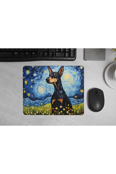 MS Major Selection Mouse Pad Doberman – Design Starry Night (17,5x21,5 cm, bază anti-alunecare)