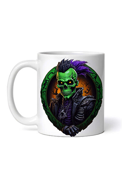 OEM Cană albă personalizată, craniu de motociclist, Inovatix®. 330 ml