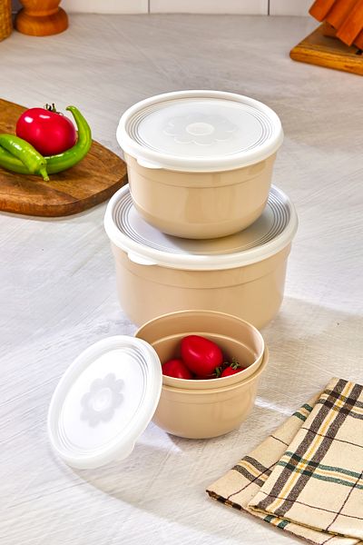 Espas Home 3-Piece Airtight Storage Container - Cream