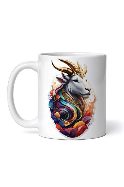 OEM Εξατομικευμένη Λευκή Κούπα, Κατσίκα με Τούφες από Μαλλιά, Σύμβολο Ζωδιακο...