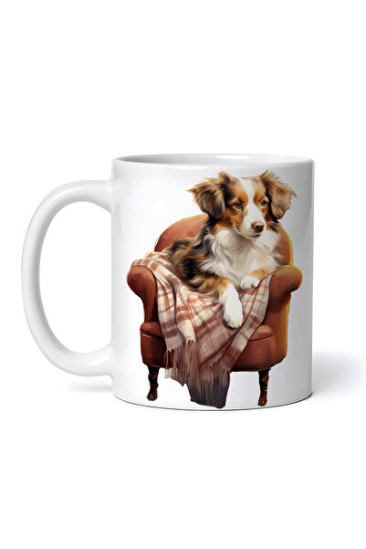 OEM Εξατομικευμένη λευκή κούπα, Γιορκσάιρ Τεριέ σε πολυθρόνα, INOVATIX®. 330ml