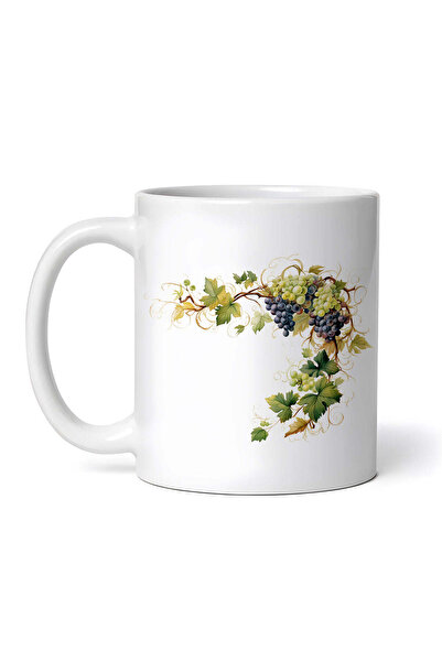OEM Cană albă personalizată, Creangă cu struguri albi și roșii, INOVATIX®. 330ml