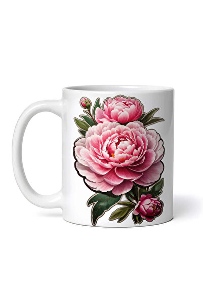 OEM Cană albă personalizată, Bujori cu boboc, INOVATIX®. 330ml