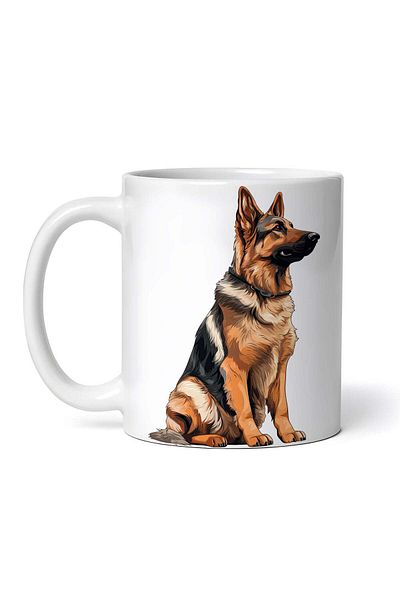 OEM Cană albă personalizată, câine ciobănesc german, INOVATIX®. 330ml