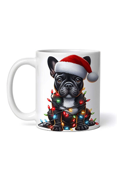 OEM Εξατομικευμένη λευκή κούπα, Γαλλικό Μπουλντόγκ διακοσμημένο για τα Χριστο...