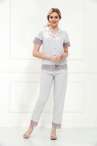 Etoile Short Sleeve 100% Cotton Shirt Collar Pajama Set - 98019