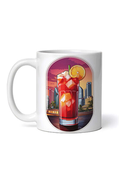 OEM Cană albă personalizată, Cocktail Singapore Sling, Inovatix®. 330 ml