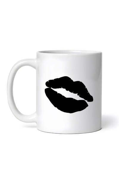 OEM Personalized white mug, Sensual lips black and white, INOVATIX®. 330ml