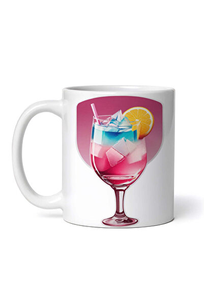 OEM Cană albă personalizată, cocktail Martini roz cu gheață, Inovatix®. 330 ml