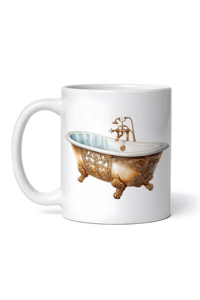 OEM Cană albă personalizată, cadă vintage aurie cu stemă, INOVATIX®. 330ml