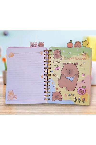 izmir yazici servis Capybara Hologram Changing Cover Spiral Notebook with Bookmark 10 Colors Writing Pen Gift Set