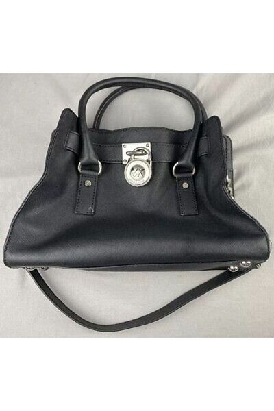 Michael Kors Women's Hamilton EW Satchel Tote Leather Black