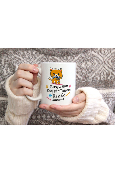 hediyenebak كوب شاي قهوة من السيراميك مطبوع عليه Turşuhan Rızzık Time