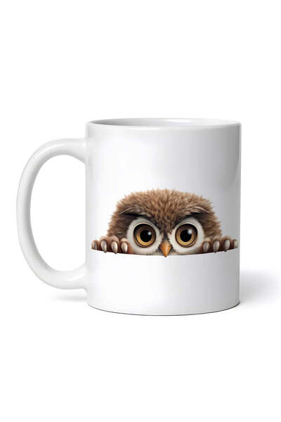 OEM Cană albă personalizată, cap de bufniță, Inovatix®. 330 ml