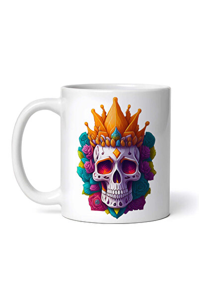 OEM Cană albă personalizată, craniu cu coroană regală, INOVATIX®. 330ml